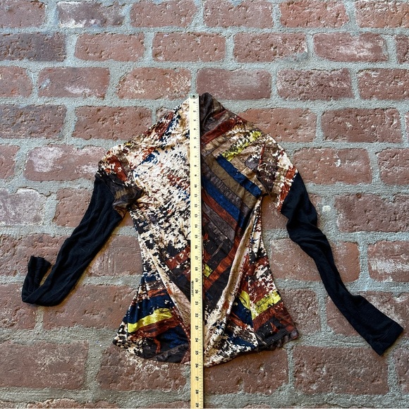 Gary Graham Small Batch Abstract Print Long Sleeve Silk Top - Picture 10 of 12